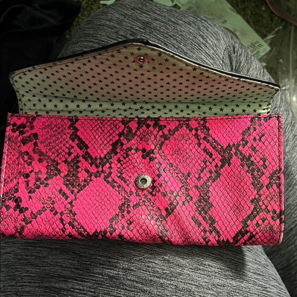 Pink Snake Print Women's Clutch